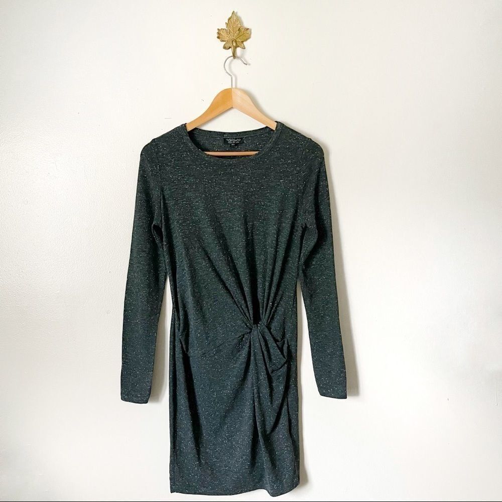 TopShop Gray Twist Front Pullover Midi Dress Size 6 preowned